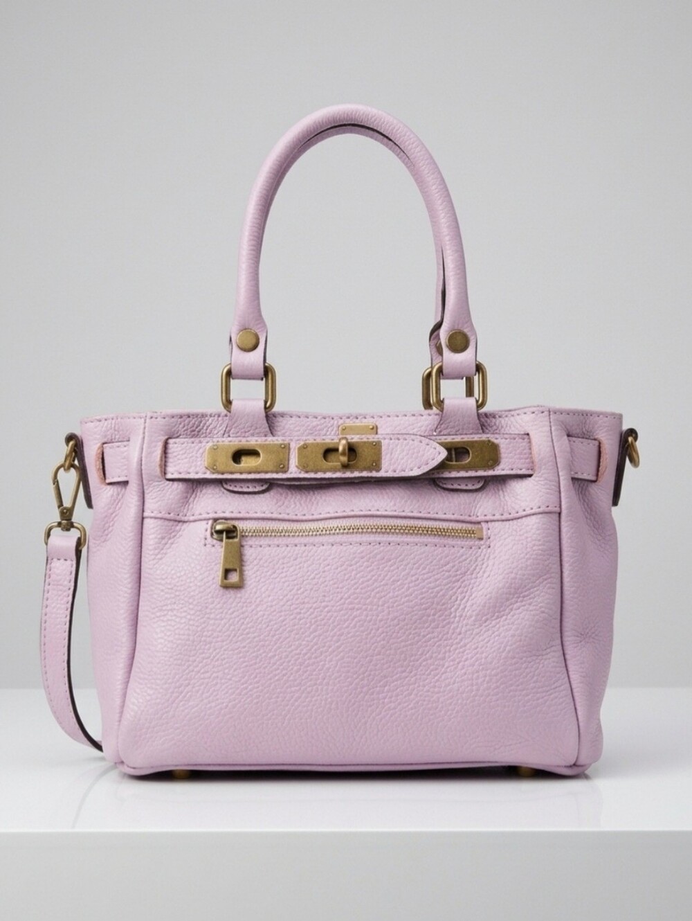 Premium Genuine Leather Stylish Lilac Satchel & Crossbody bag
